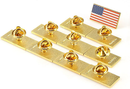 Exquisite American Flag Lapel Pin -The Stars and Stripes -Solid Metal Flag Lapel Pin-Gold Tone (10 Pack Rectangle)