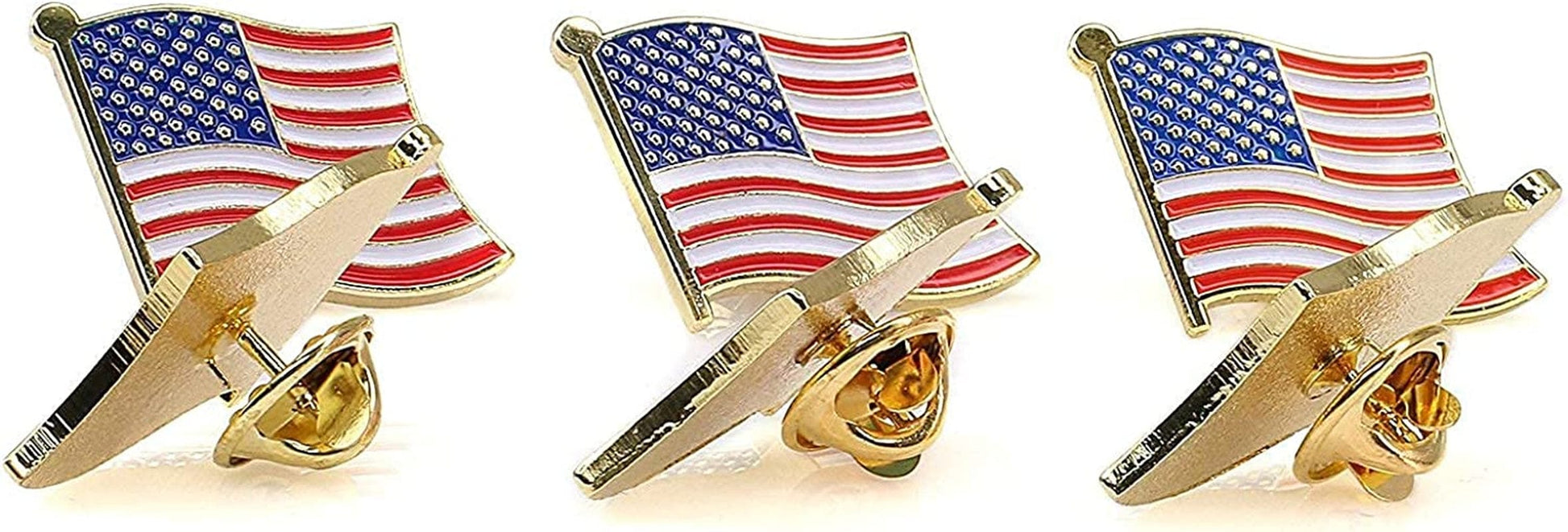 Exquisite American Flag Lapel Pin -The Stars and Stripes -Solid Metal Flag Lapel Pin-Gold Tone (6 Pins with Gift Box)