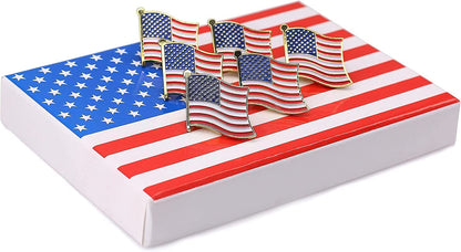 Exquisite American Flag Lapel Pin -The Stars and Stripes -Solid Metal Flag Lapel Pin-Gold Tone (6 Pins with Gift Box)