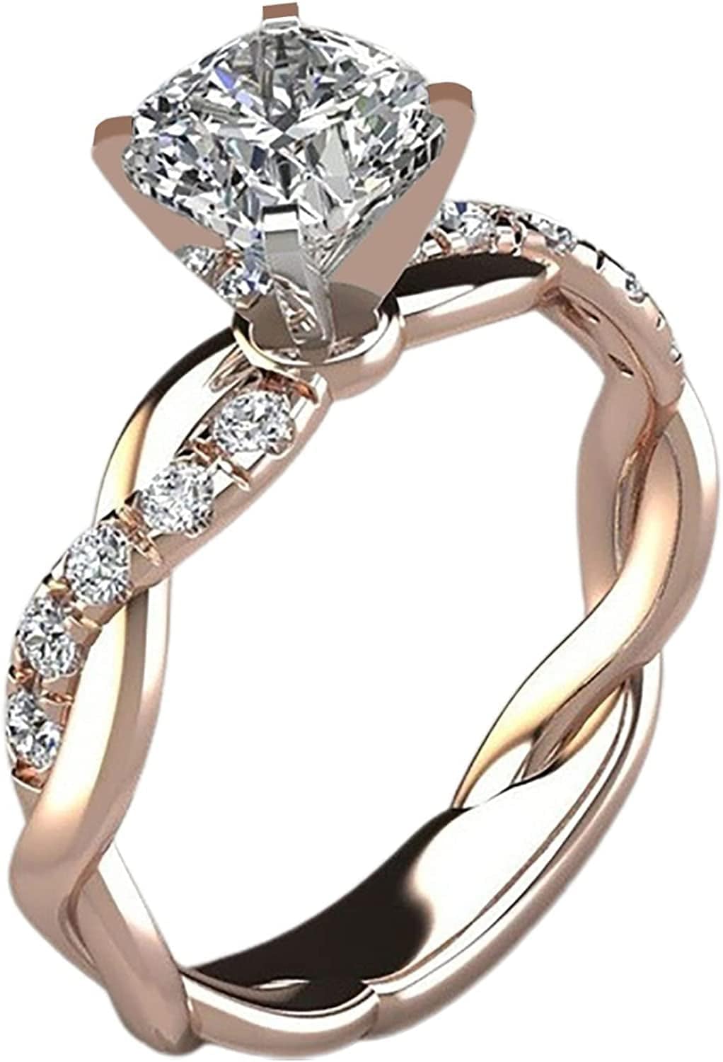 Exquisite Floral Opal Ring for Womens Pink/White Zircon Jewelry Rings Vintage Ladies Copper Ring Engagement Ring Rose Gold / 7