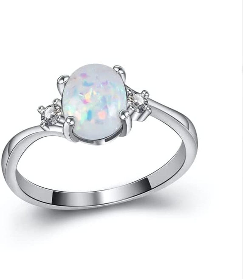 Exquisite Floral Opal Ring for Womens Pink/White Zircon Jewelry Rings Vintage Ladies Copper Ring Engagement Ring JZ11 / 11/