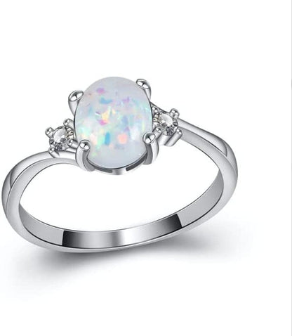 Exquisite Floral Opal Ring for Womens Pink/White Zircon Jewelry Rings Vintage Ladies Copper Ring Engagement Ring JZ11 / 11/