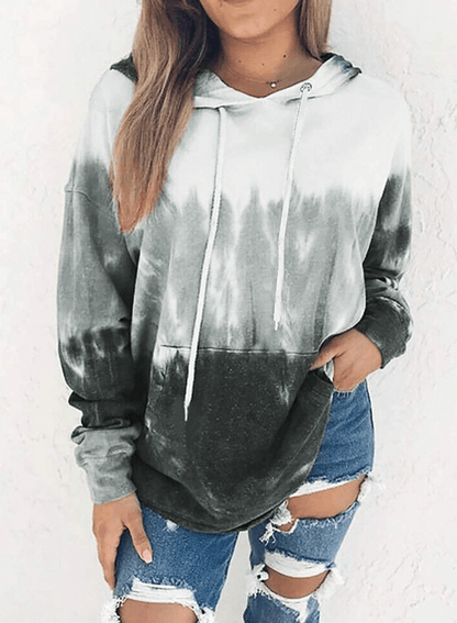 Eytino Women Hoodies Tops Tie Dye Printed Long Sleeve Drawstring Pullover Sweatshirts with Pocket(S-Xxl) Apparel & Accessories > Clothing > Activewear Kylie Max   