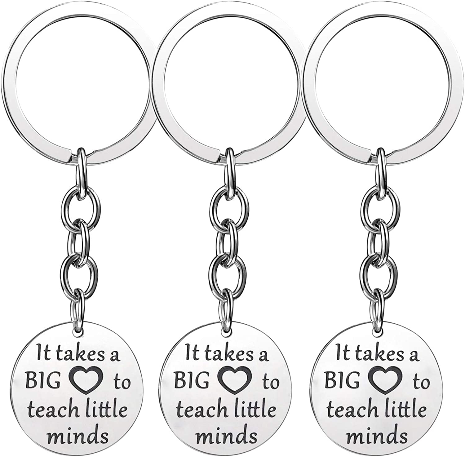 Pack of 3 Teacher Bangles Gifts for Teacher Open School Gifts for Teachers Thank You Bangle Bracelets Apparel & Accessories > Jewelry > Bracelets Nzztont 3PCs Keychain Style 06- It takes a big heart to teach little minds  