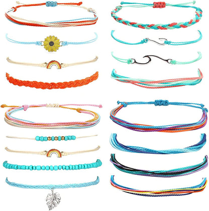 Choistily String Bracelets for Teen Girls Waterproof Boho Surfer Bracelets Summer Beach Rope Bracelets for Women Ocean Wave Anklet Bracelet Handmade Friendship Bracelet Apparel & Accessories > Jewelry > Bracelets Choistily 17 Pcs Ocean Wave Bracelets  