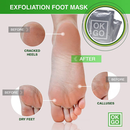 Exfoliating Foot Peel Mask 2 Pack - Baby Feet Peeling Mask for Dead Skin - Remove Calluses, Cracked Heels Repair Dry Toe Skin - Baby Soft Feet Gel Socks - Natural Foot Care Treatment with Aloe Vera Health & Beauty > Personal Care > Foot Care OK Goods   