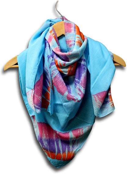 Large Cotton Scarfs for Women Lightweight Soft Sheer Neck Scarf, Head Scarf, Summer Tie Dye Scarf, Bandanas for Women, Handmade Turquoise Fashion Scarf Square Shawl Stole Wrap 21 X 21 Inches Apparel & Accessories > Clothing Accessories > Scarves & Shawls Homestead   