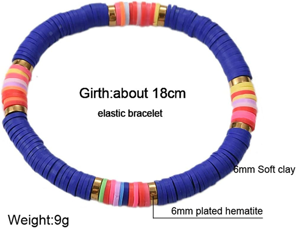 HYHONEY 12Pcs/Set Heishi Bracelet Surfer Bracelets for Women Stackable Clay Beaded Stretch Bracelets Elastic Layering Bracelets Boho Summer Beach Bracelets Jewelry Apparel & Accessories > Jewelry > Bracelets HYHONEY   