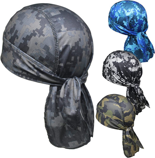 Pirate Bandana - Pirate Head Scarf - Cooling Helmet Liner - Do Rag Head Bandana Wrap for Men - Biker Skull Cap for Cycling Apparel & Accessories > Clothing Accessories > Bandanas & Headties OutdoorEssentials Assorted Camo  