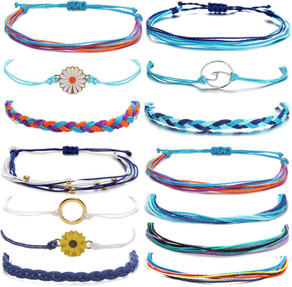 Choice of All String Bracelets for Teen Girls Boho Waterproof Bracelets Ankle Bracelets for Girls Christmas Gifts Wave Surfer Bracelets Summer Beach Anklets Apparel & Accessories > Jewelry > Anklets choice of all Blue Colorful  