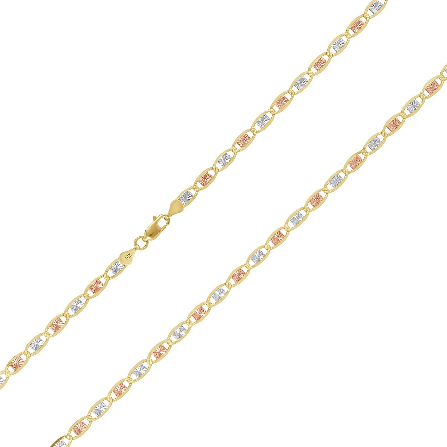 Nuragold 10K Three Tone Yellow Rose White Gold 2.5Mm Valentin Mariner Link Anchor Chain Bracelet or Anklet, Womens 7" 7.5" 8" 8.5" 9" Apparel & Accessories > Jewelry > Anklets NuraGold   