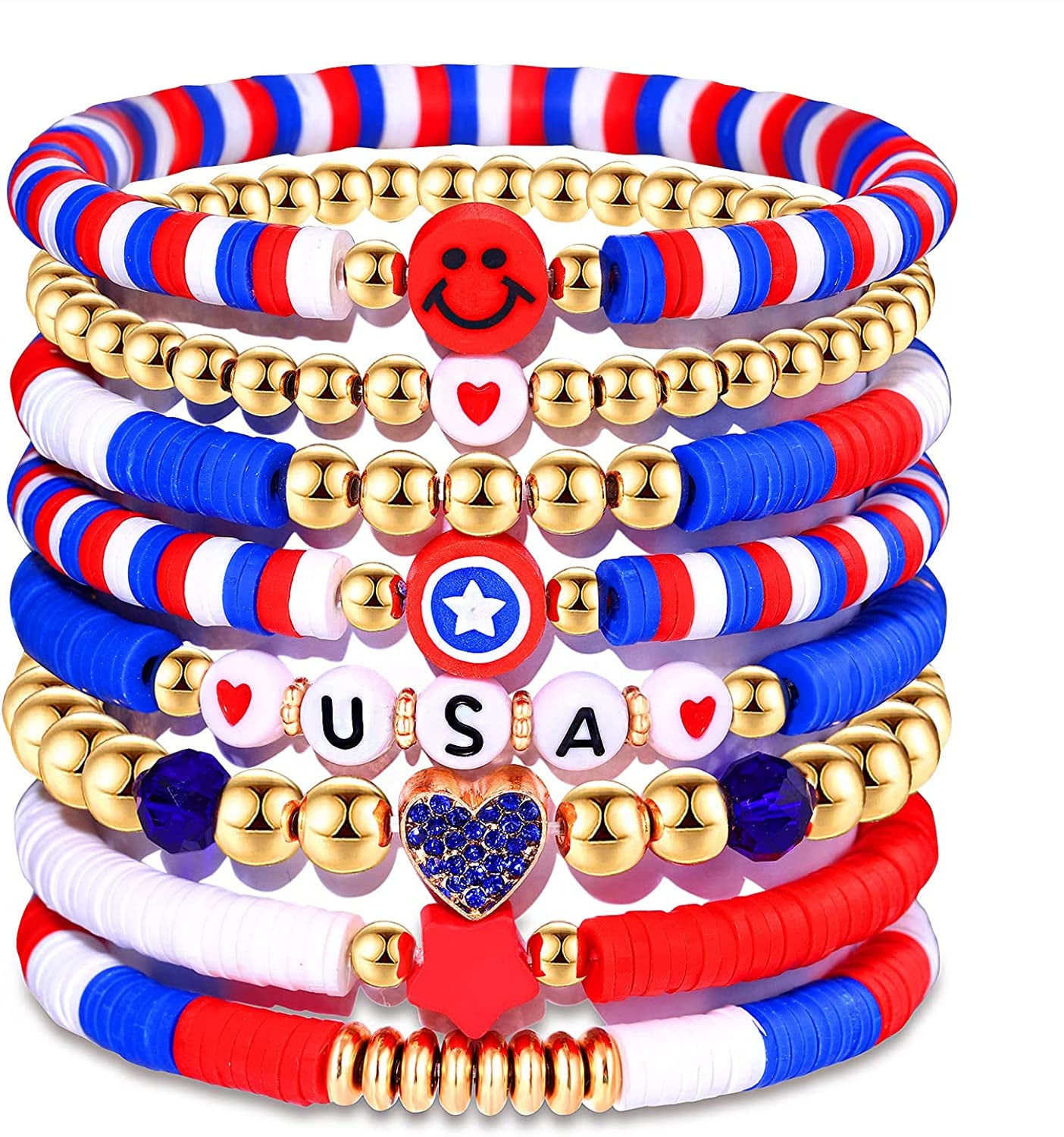 Surfer Heishi Bracelets for Women Stackable Rainbow Vinyl Disc Clay Beaded Stretch Bracelets Elastic Layering Friendship Bracelets Boho Summer Beach Jewelry Apparel & Accessories > Jewelry > Bracelets XOCARTIGE Style F  