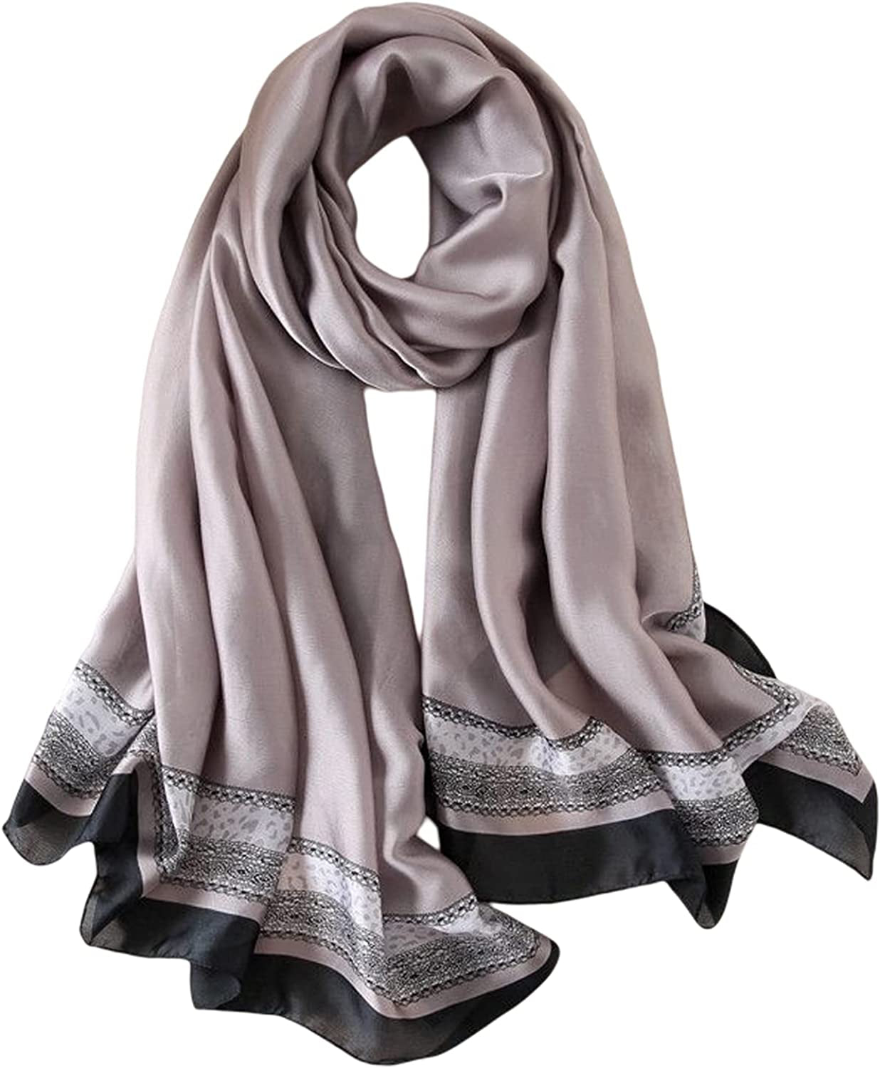Fashion Scarves 100% Silk Felling Scarf Long Lightweight Sunscreen Shawls Wrap for Women Hair Scarves Apparel & Accessories > Clothing Accessories > Scarves & Shawls Aufeel Grey  