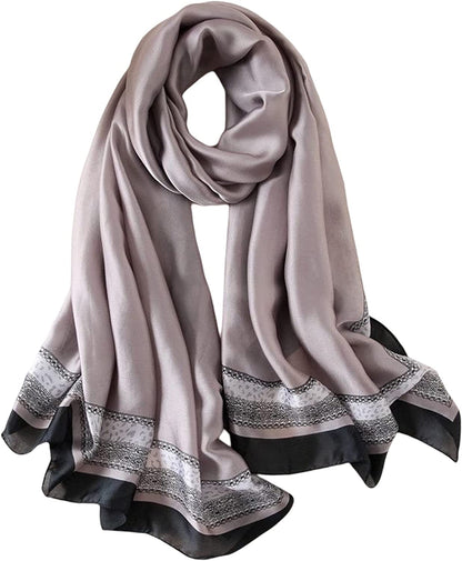 Fashion Scarves 100% Silk Felling Scarf Long Lightweight Sunscreen Shawls Wrap for Women Hair Scarves Apparel & Accessories > Clothing Accessories > Scarves & Shawls Aufeel Grey  