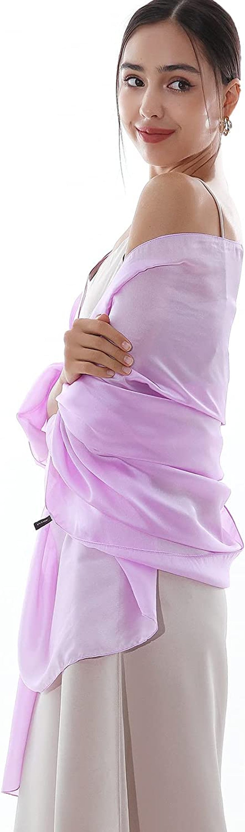 RIIQIICHY Pashmina Shawls Wraps for Women Evening Dresses like Chiffon Silk Scarf for Weddings Apparel & Accessories > Clothing Accessories > Scarves & Shawls RIIQIICHY Lilac  