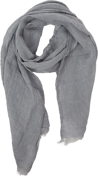 Lusie'S Linen Scarf - 100% Linen - Imported from Europe Apparel & Accessories > Clothing Accessories > Scarves & Shawls LUSIE'S LINEN Gray  