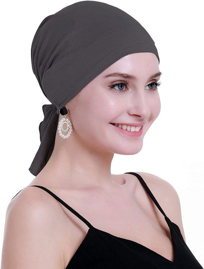 Osvyo Bamboo Chemo Headscarf for Women Hair Loss - Cancer Slip on Headwear Turbans Sealed Packaging Dark Grey Apparel & Accessories > Clothing Accessories > Headwear osvyo   
