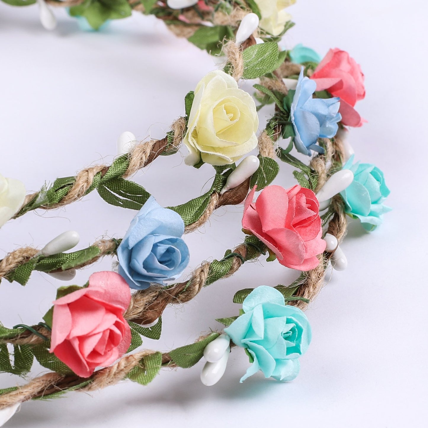 Whaline 4 Pcs Flower Crown Floral Wreath Headband Floral Garland Headbands Bohemian Style Headdress for Wedding Bride Bridal Headwear Party Festivals Hair Accessories (4 Color) Apparel & Accessories > Clothing Accessories > Headwear Whaline   