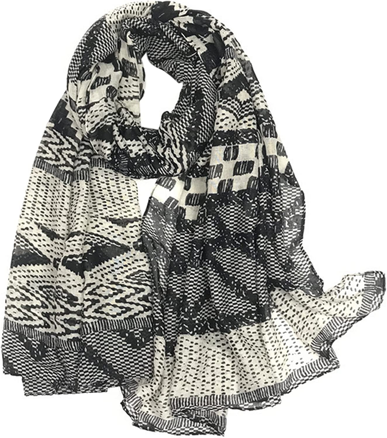Van Caro Scarfs for Women Lightweight Floral Scarf Soft Long Fashion Scarves Sun-Proof Wrap Shawl Apparel & Accessories > Clothing Accessories > Scarves & Shawls Lobagve 6653 Black  