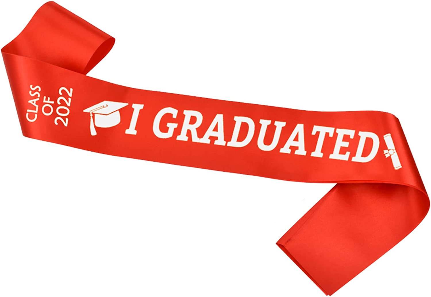 Blue Graduation Sash with Gold Glitter Letter I Graduated, Class of 2022 for Graduation Party 2022, Graduation Decorations 2022, Graduation Party Supplies Apparel & Accessories > Clothing Accessories > Sashes JOJO FLY Red, White  