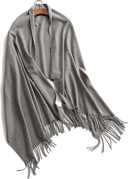 Jeelow Winter Pashmina Blanket Scarfs Shawls Wraps Open Front Poncho Cape for Women Wedding Evening Dresses Apparel & Accessories > Clothing Accessories > Scarves & Shawls Jeelow Light Grey 2  