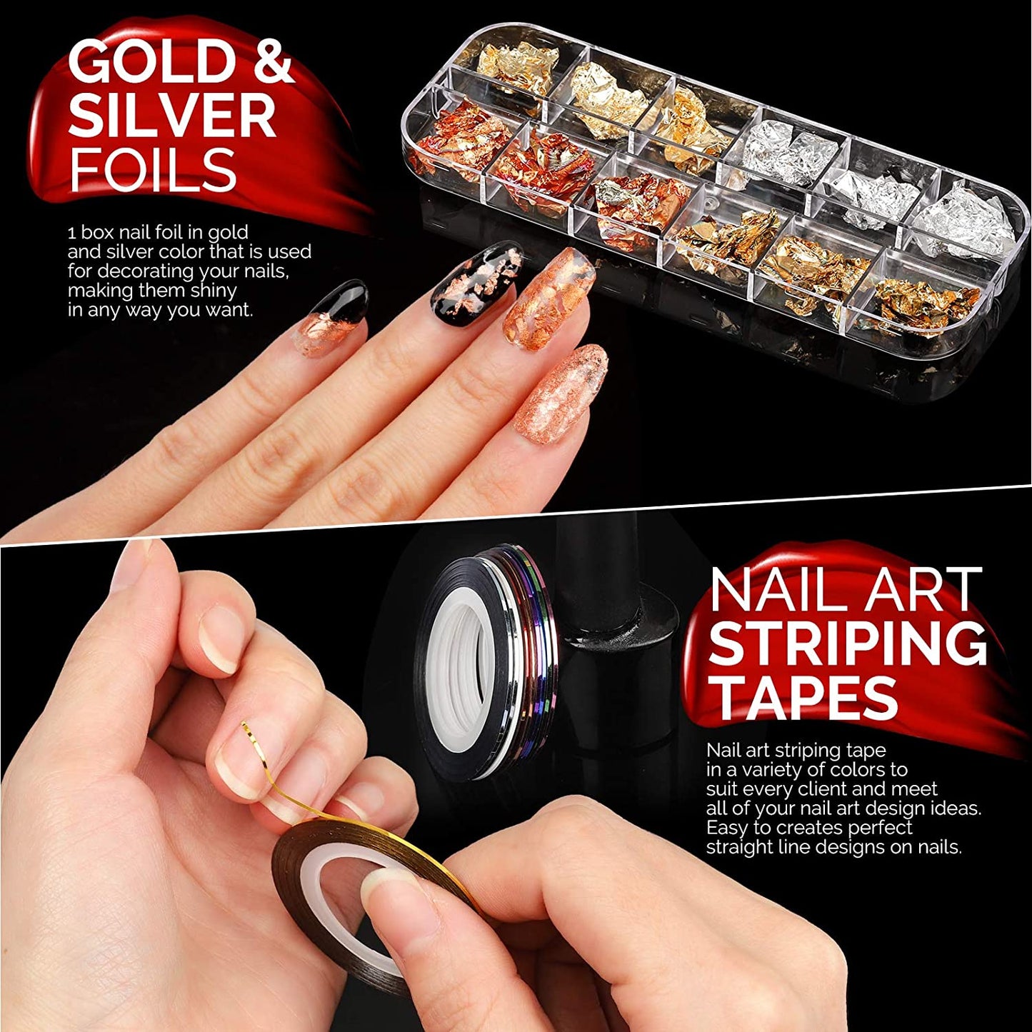 Nail Art Brushes Kit, Teenitor Nail Art Tool with Nail Dotting Tools, 3D Butterfly Nail Art Stickers, Nail Art Rhinestones and Pick up Tweezer, Nail Foil Flakes, Nail Art Striping Tape Health & Beauty > Personal Care > Cosmetics > Cosmetic Tools > Nail Tools Teenitor   