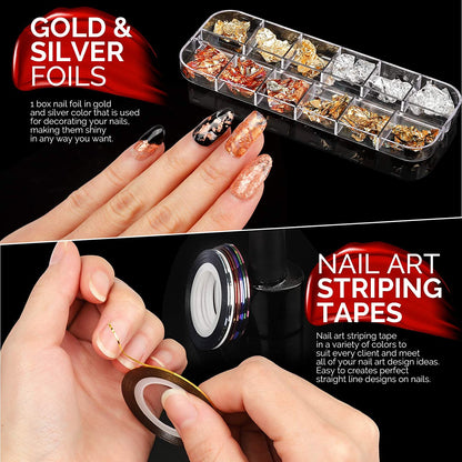 Nail Art Brushes Kit, Teenitor Nail Art Tool with Nail Dotting Tools, 3D Butterfly Nail Art Stickers, Nail Art Rhinestones and Pick up Tweezer, Nail Foil Flakes, Nail Art Striping Tape Health & Beauty > Personal Care > Cosmetics > Cosmetic Tools > Nail Tools Teenitor   