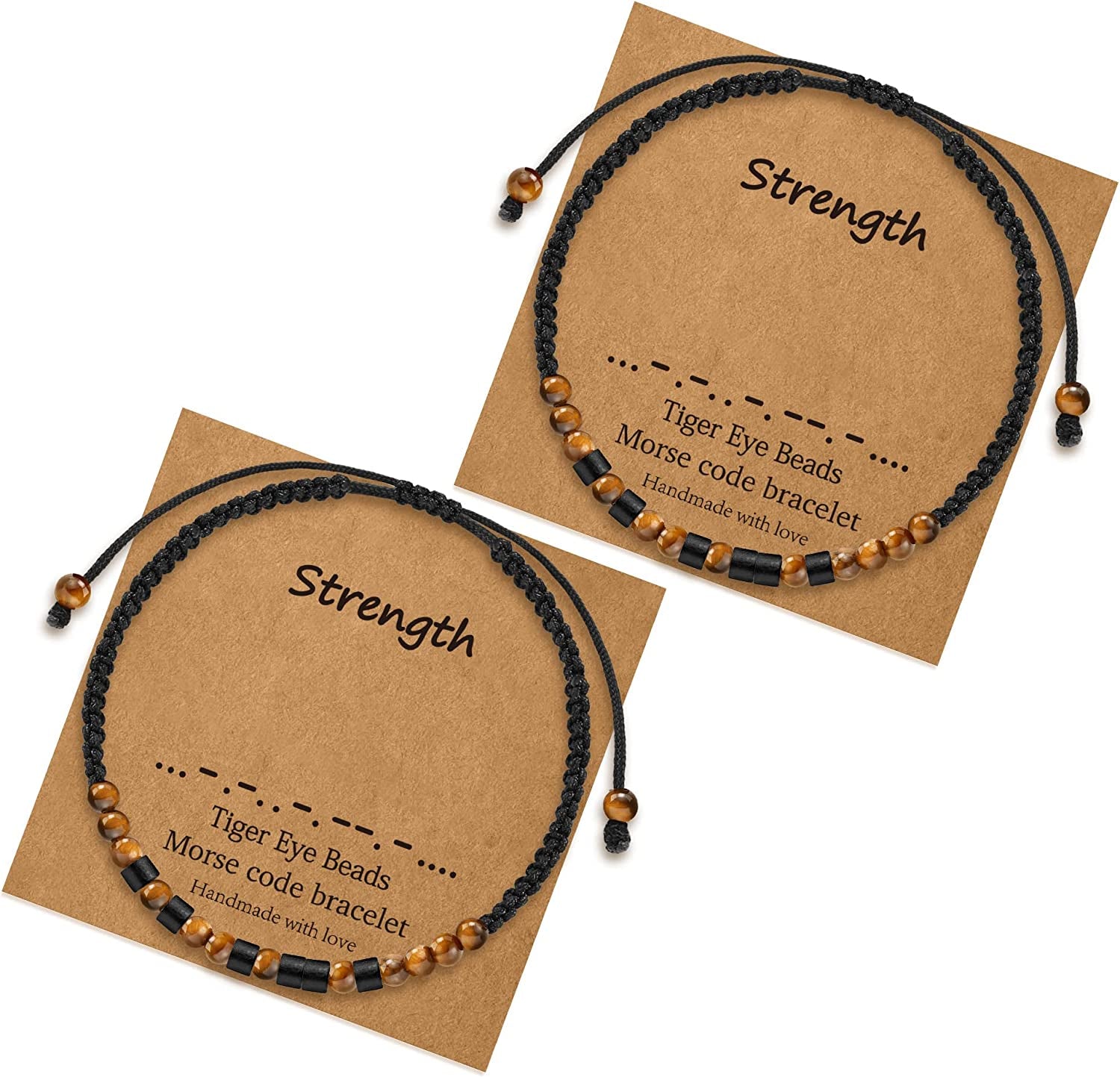 Morse Code Bracelets for Women Gifts, Adjustable 2Pcs Tiger Eye Beads Friendship Bracelets Gifts for Best Friend Women Girls Sister Funny Inspirational Birthday Friendship Gifts for Women Jewelry Apparel & Accessories > Jewelry > Bracelets MONOZO Strength  
