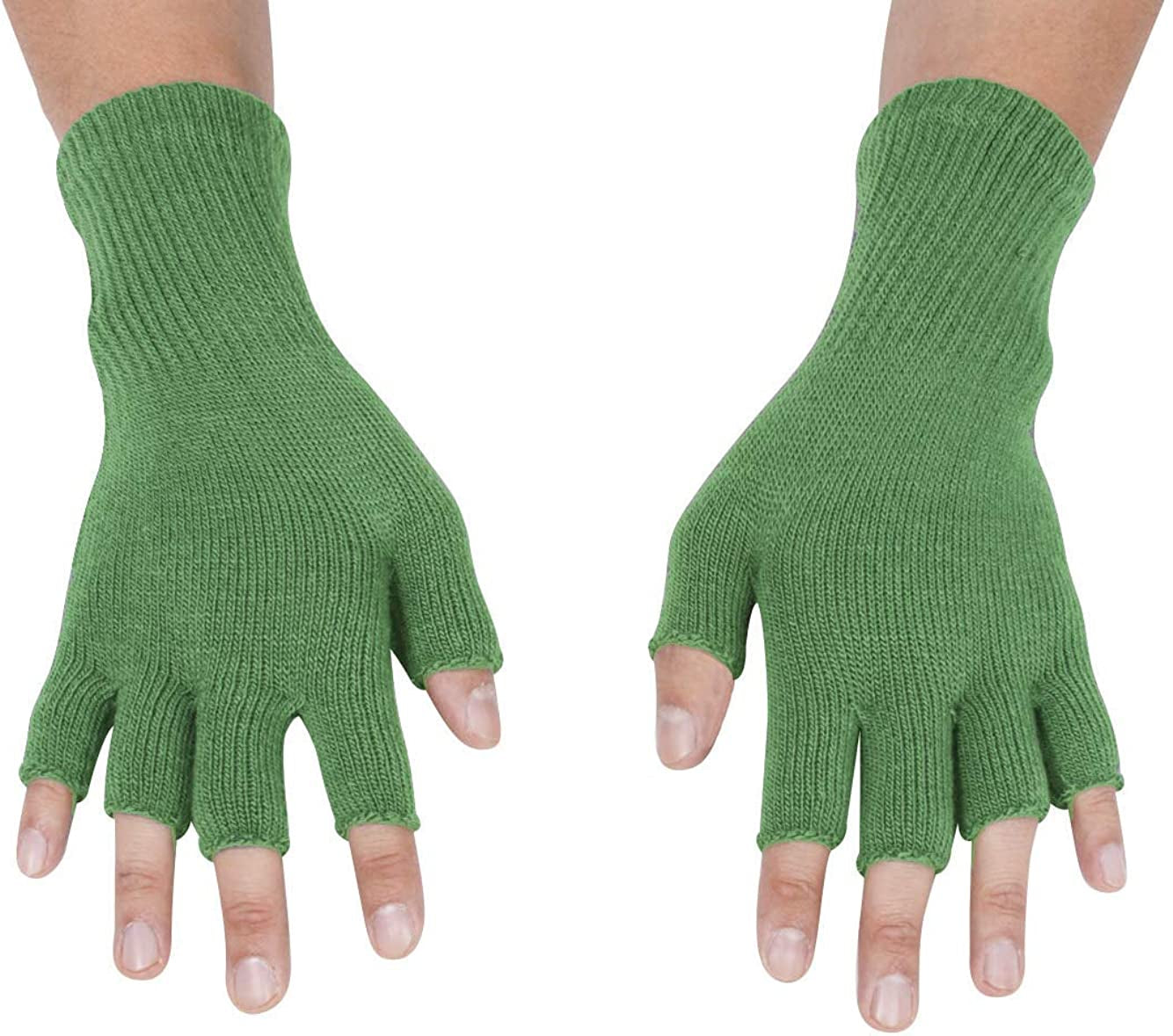 Gravity Threads Unisex Men Women Half Finger Stretchy Knit Fingerless Winter Gloves Apparel & Accessories > Clothing Accessories > Gloves & Mittens Gravity Trading Kelly Green  