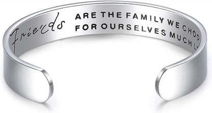 CERSLIMO Inspirational Gifts for Women Bracelet, Personalized Inspire Quotes Cuff Bangle Friendship Jewelry Graduation Encouragement Gift for Her Teen Girls Apparel & Accessories > Jewelry > Bracelets CERSLIMO Friends Are The Family You Choose…  