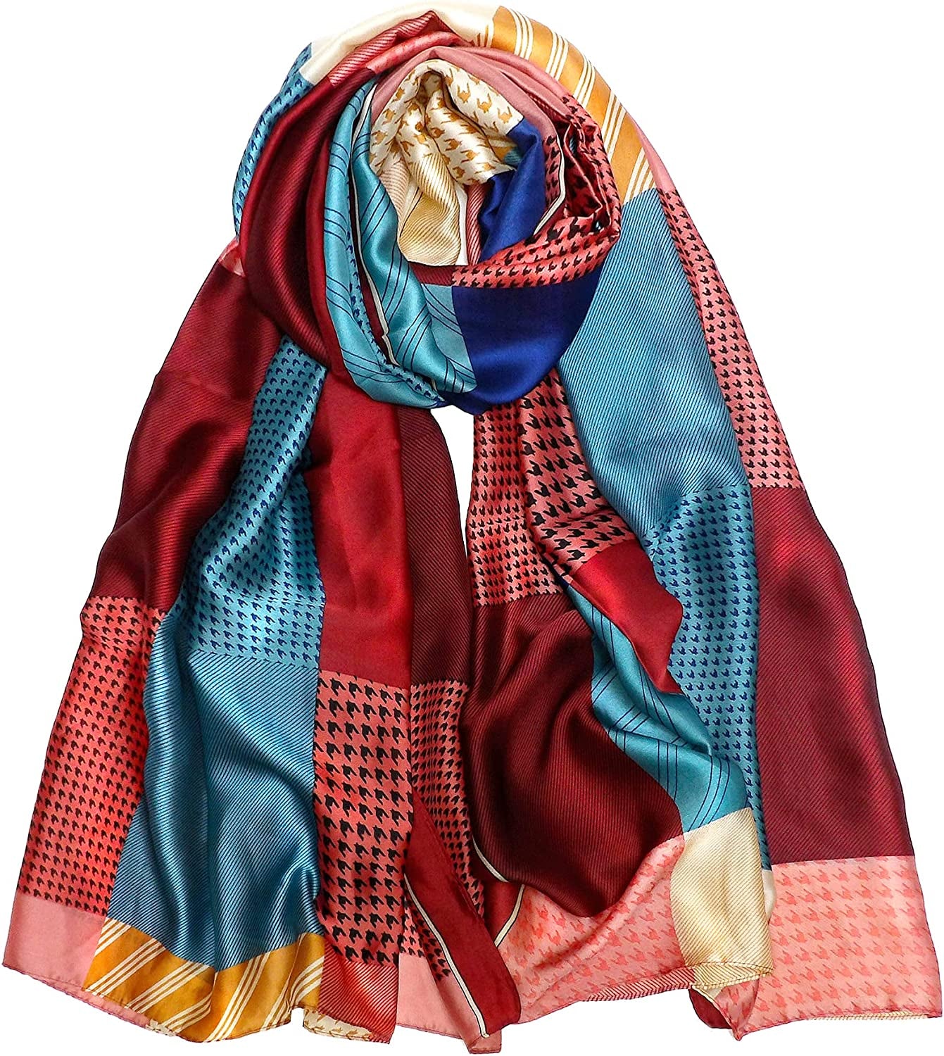 Iristide Long Silk Scarf Summer Lightweight Satin Shawl Outdoor Floral Large Wrap 70''X35'' Apparel & Accessories > Clothing Accessories > Scarves & Shawls Iristide 05-fuchsia  