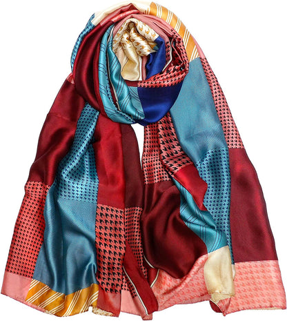 Iristide Long Silk Scarf Summer Lightweight Satin Shawl Outdoor Floral Large Wrap 70''X35'' Apparel & Accessories > Clothing Accessories > Scarves & Shawls Iristide 05-fuchsia  