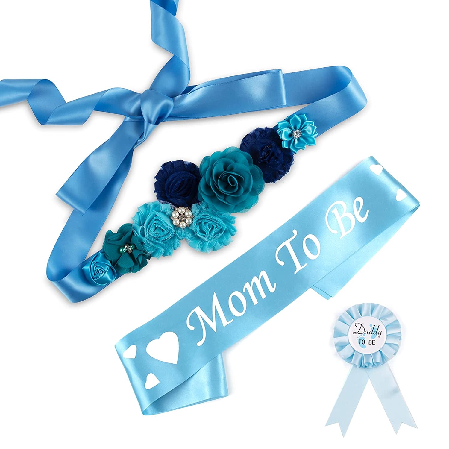 Baby Bee Baby Shower Mommy Sash Pregnancy Sash Keepsake Baby Shower Flower for Gender Reveal (Royal Blue) Apparel & Accessories > Clothing Accessories > Sashes Baby Noah Royal Blue  
