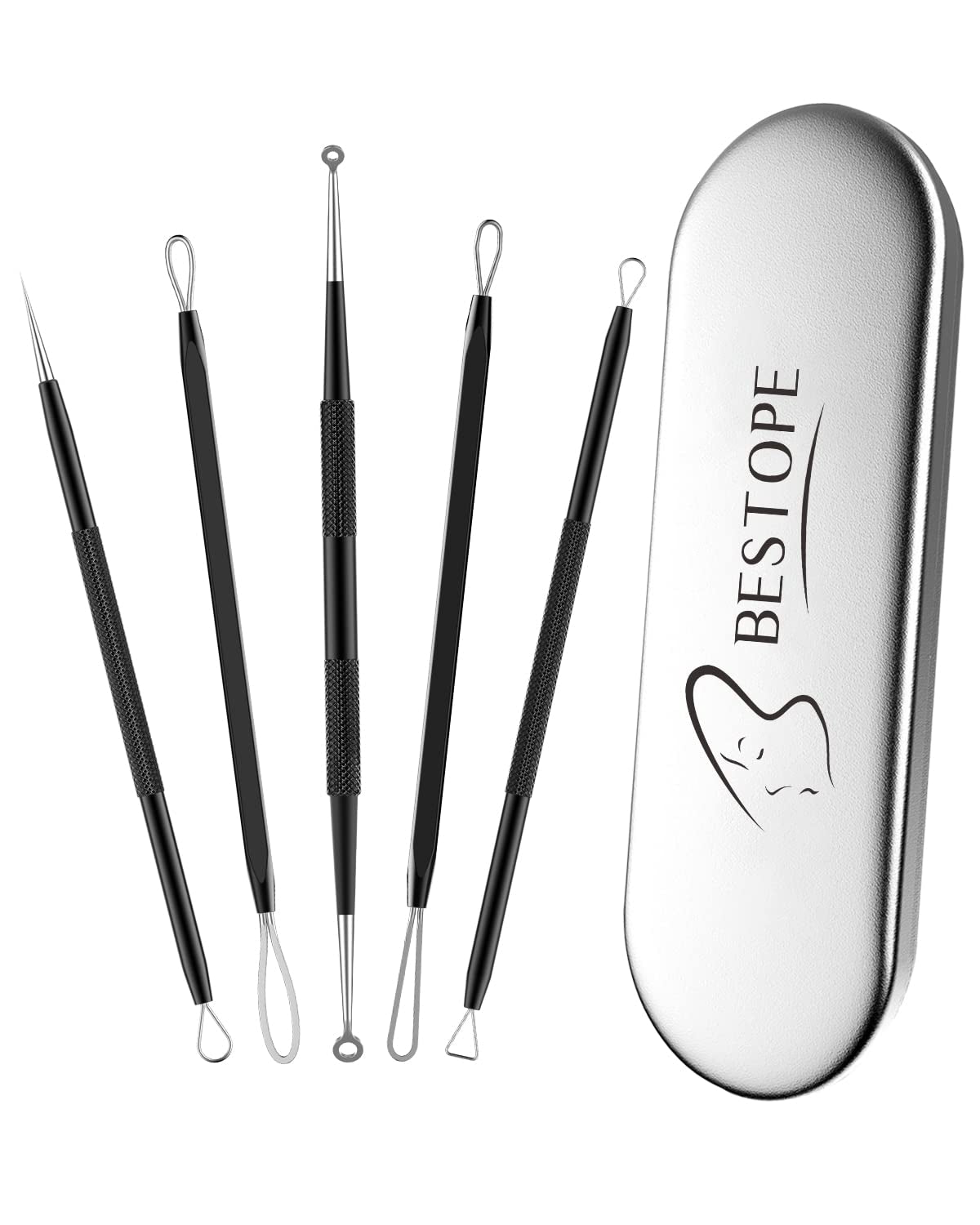 TAYTHI Blackhead Remover Tool, Pimple Popper Tool Kit, Blackhead Extractor Tool for Face, Extractor Tool for Comedone Zit Acne Whitehead Blemish, Stainless Steel Extraction Tools Health & Beauty > Personal Care > Cosmetics > Cosmetic Tools > Skin Care Tools TAYTHI Black  