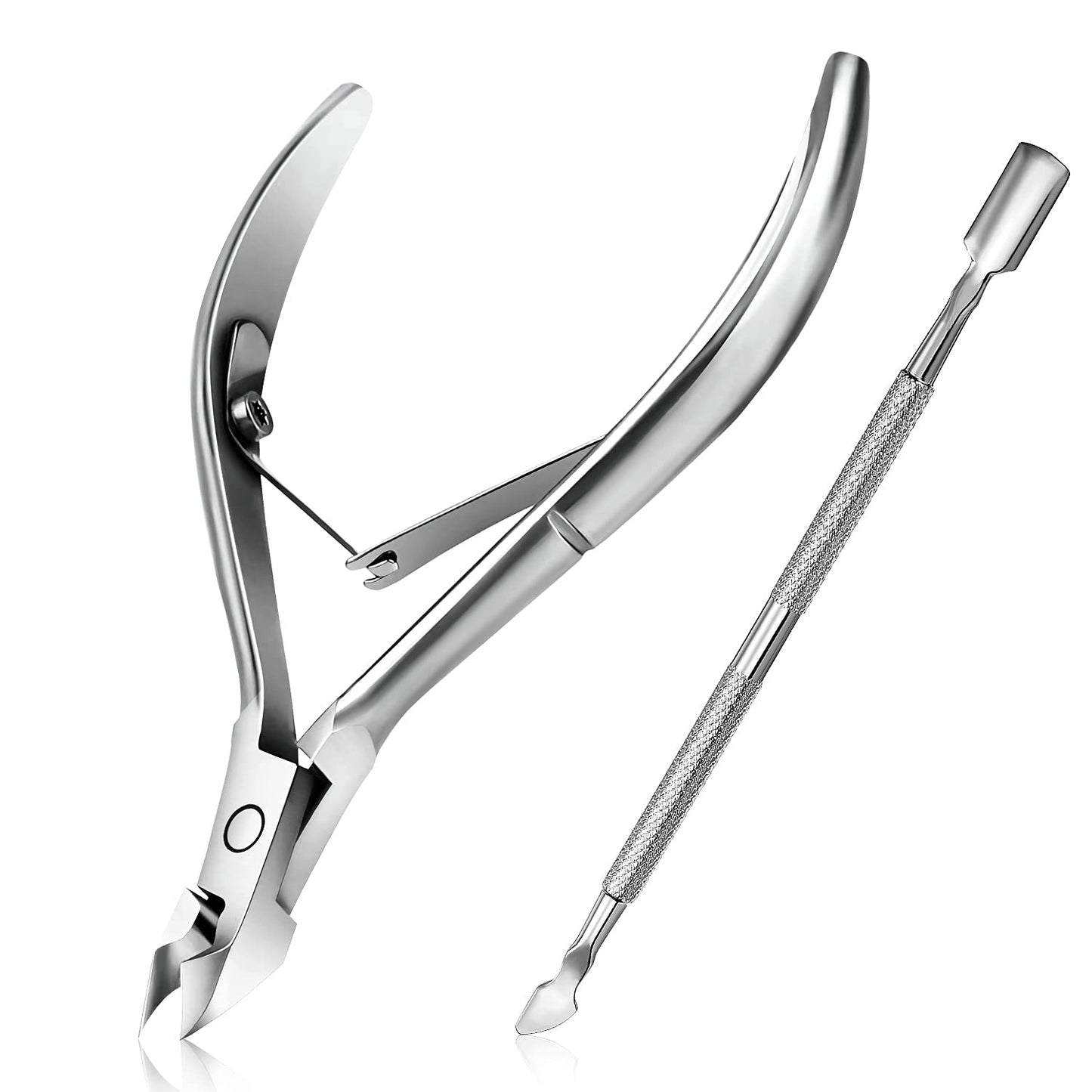 Cuticle Trimmer with Cuticle Pusher, Easkep Cuticle Remover Cuticle Nipper Professional Stainless Steel Cuticle Cutter Clipper Pedicure Manicure Tools for Fingernails and Toenails (D501-Black) Health & Beauty > Personal Care > Cosmetics > Cosmetic Tools > Nail Tools Easkep D501-Silver  