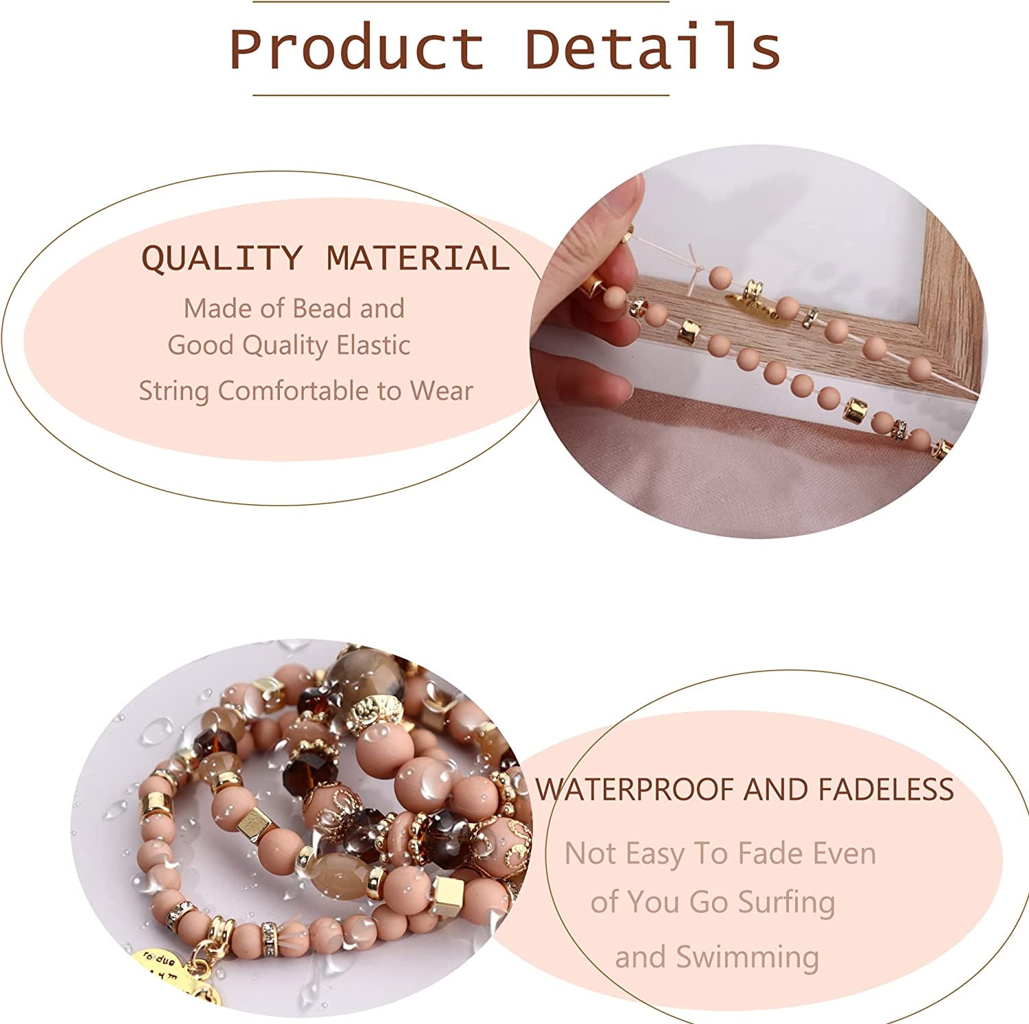 Jstyle Bohemian Stackable Bead Bracelets for Women 6 Sets Stretch Beaded Bracelets Multi-Color Boho Jewelry for Women Multilayer Bracelet Boho Apparel & Accessories > Jewelry > Bracelets Jstyle   