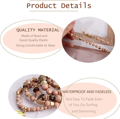 Jstyle Bohemian Stackable Bead Bracelets for Women 6 Sets Stretch Beaded Bracelets Multi-Color Boho Jewelry for Women Multilayer Bracelet Boho Apparel & Accessories > Jewelry > Bracelets Jstyle   