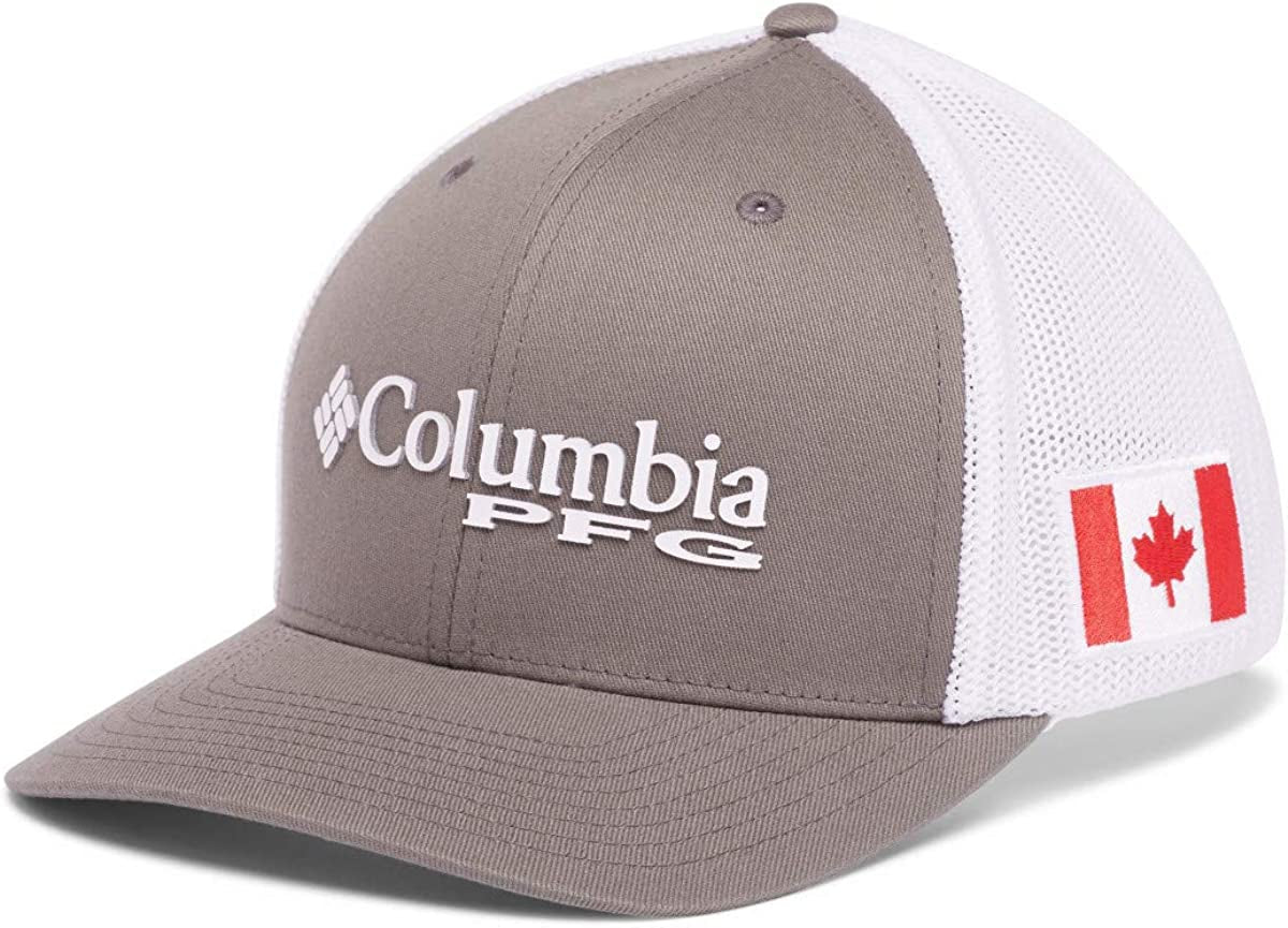 Columbia PFG Logo Mesh Ball Cap-High Crown Apparel & Accessories > Clothing Accessories > Hats Columbia Titanium, Canada Flag Large-X-Large 