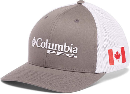 Columbia PFG Logo Mesh Ball Cap-High Crown Apparel & Accessories > Clothing Accessories > Hats Columbia Titanium, Canada Flag Large-X-Large 
