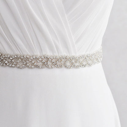 AWAYTR Bridal Rhinestone Wedding Belt - Silver Rhinestone Belts for Women Formal Evening Dress Apparel & Accessories > Clothing Accessories > Belts AWAYTR   