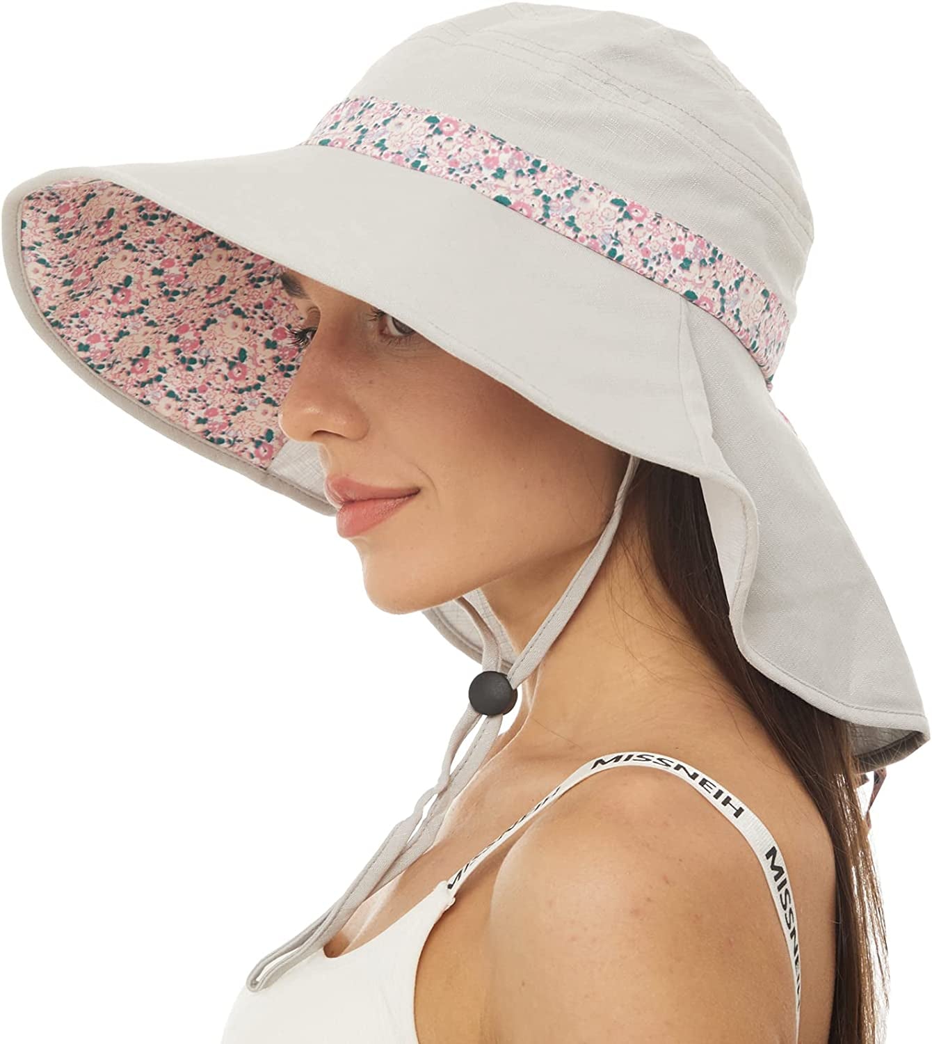 Sun Hats for Women Foldable Wide Birm Boonie Hat Adjustable UV Protection Fishing Hiking Hat with Windproof Tether Apparel & Accessories > Clothing Accessories > Hats LMLALML Light Gray One Size 
