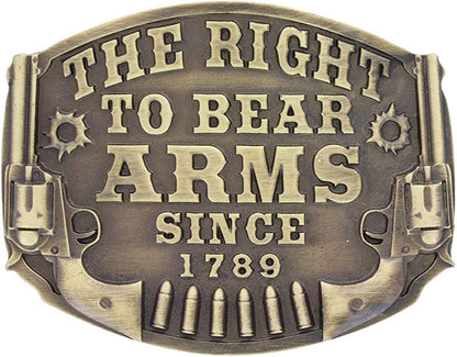 Montana Silversmiths 2Nd Amendment Series Attitude Western Belt Buckle Apparel & Accessories > Clothing Accessories > Belt Buckles Montana Silversmiths Right to Bear Arms- Antique Brass  