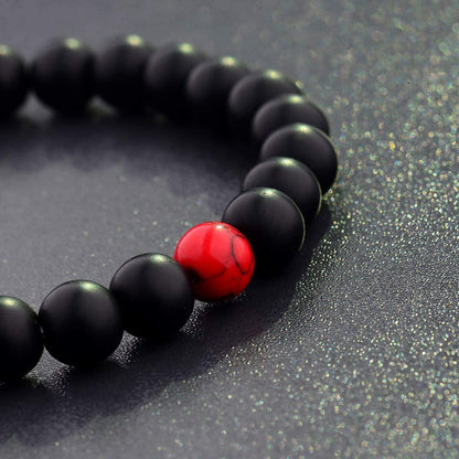 CNLQ Long Distance Bracelets for Lovers Couples Matching Gift Matte Agate 8Mm Bead Stone (Elastic Red) Apparel & Accessories > Jewelry > Bracelets LeZisuIre   