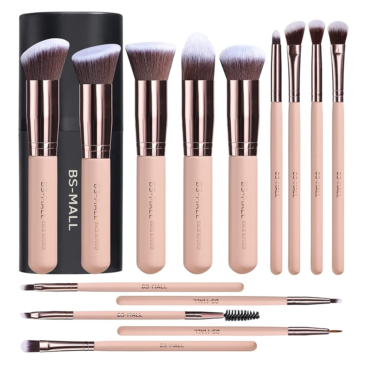 Makeup Brushes BS-MALL Premium Synthetic Foundation Powder Concealers Eye Shadows Makeup 14 Pcs Brush Set (A-Rose Golden) Health & Beauty > Personal Care > Cosmetics > Cosmetic Tools > Makeup Tools BS-MALL D-Pink  