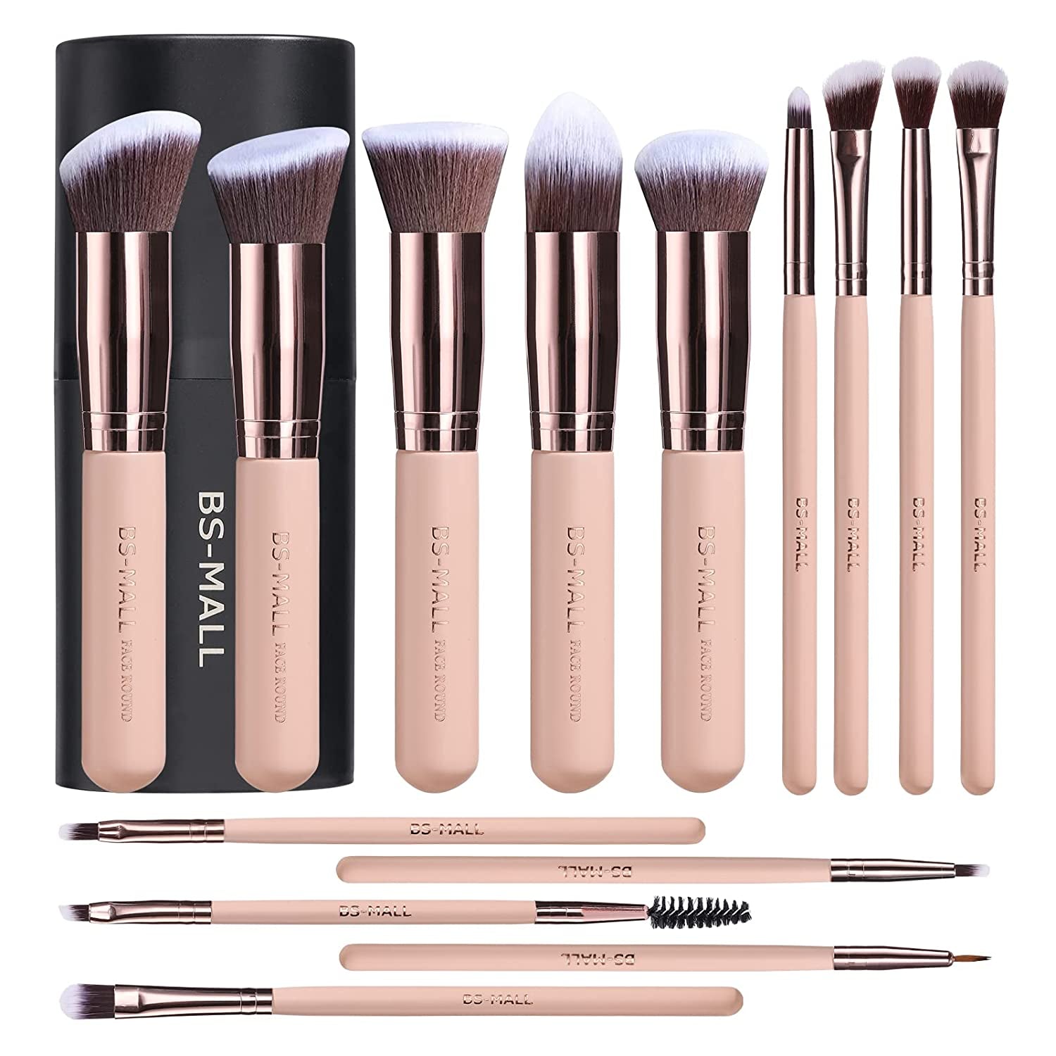 Makeup Brushes BS-MALL Premium Synthetic Foundation Powder Concealers Eye Shadows Makeup 14 Pcs Brush Set (A-Rose Golden) Health & Beauty > Personal Care > Cosmetics > Cosmetic Tools > Makeup Tools BS-MALL D-Pink  