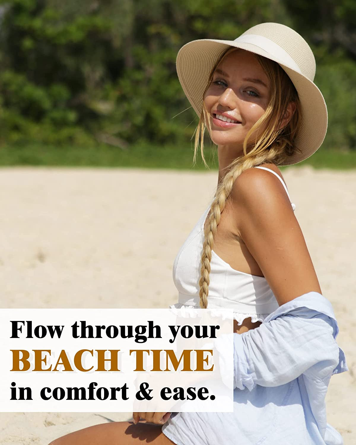 FURTALK Sun Hats for Women Wide Brim Straw Hat Beach Hat UPF UV Foldable Packable Cap for Travel Apparel & Accessories > Clothing Accessories > Hats KYLIE MAX   