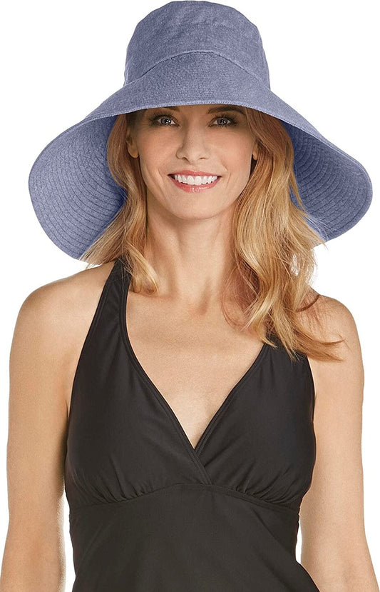 Coolibar UPF 50+ Women'S Brittany Beach Hat - Sun Protective Apparel & Accessories > Clothing Accessories > Hats Coolibar Denim Blue Chambray One Size 