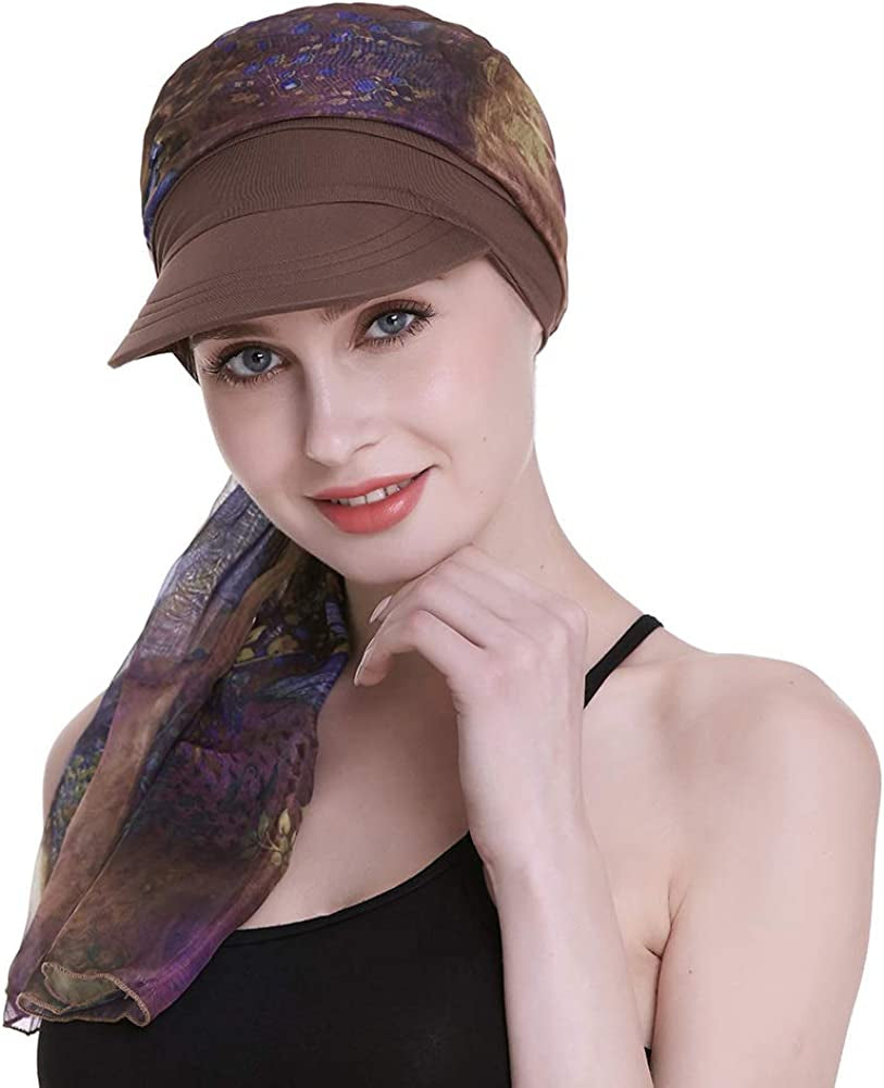 Newsboy Cap for Women Chemo Headwear with Scarfs Gifts Hair Loss Available All Year Apparel & Accessories > Clothing Accessories > Bandanas & Headties FocusCare   