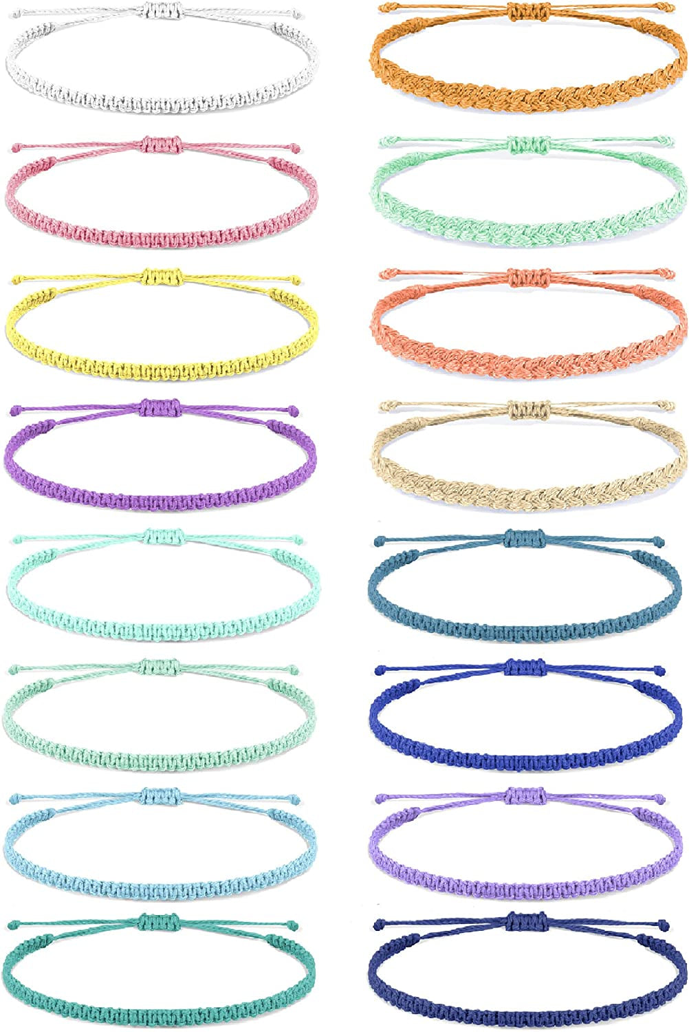 Boho String Bracelets for Women Waterproof Wave Surfer Bracelets for Summer Adjustable Rope Braided Bracelets Gifts for Teen Girls Cute Friendship Bracelets Pack Gifts for Holiday Apparel & Accessories > Jewelry > Bracelets Harry and Henry Surfer String Bracelet-16Pcs-B  