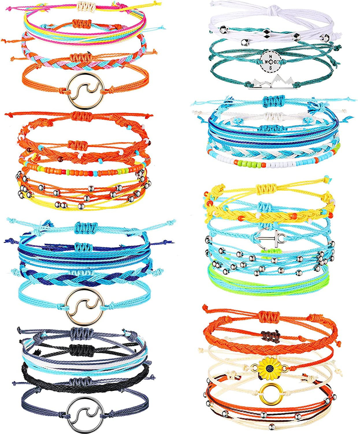 VSCO Bracelets 24 Pieces Braided Stretch Friendship Bracelets Stackable Bead Woven String Bracelets Adjustable Wave Rope Bracelets Friendship Jewelry for VSCO Girls Teen Women Apparel & Accessories > Jewelry > Bracelets WILLBOND Classic Style  